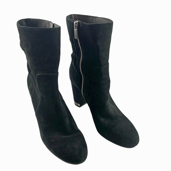 MICHAEL Michael Kors Dolores Suede Block Heel Chain Accent Bootie - Picture 7 of 12